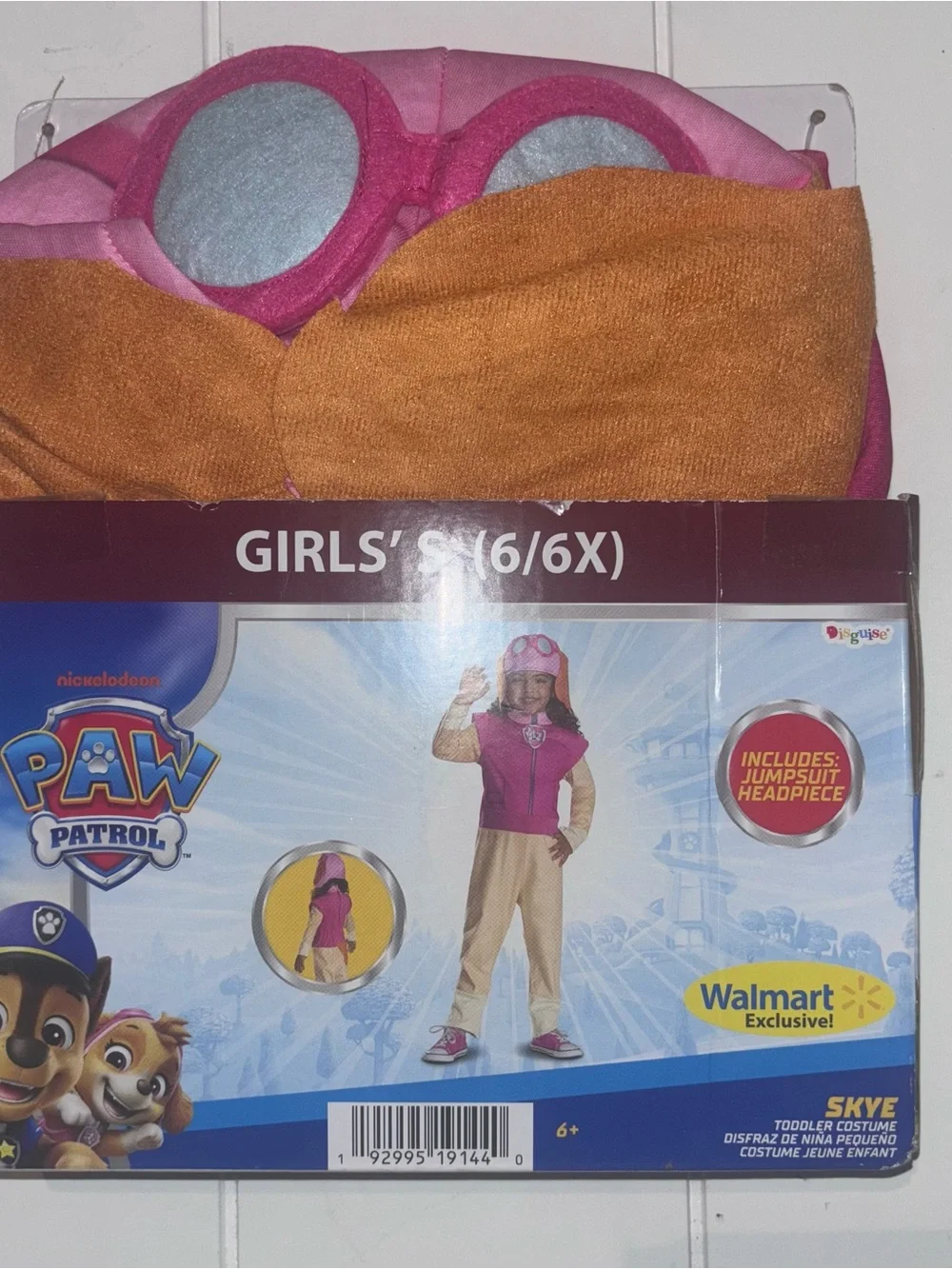 Paw Patrol Skye 2 Piece Pink & Tan Jumpsuit Costume with Headpiece Girls Kids S